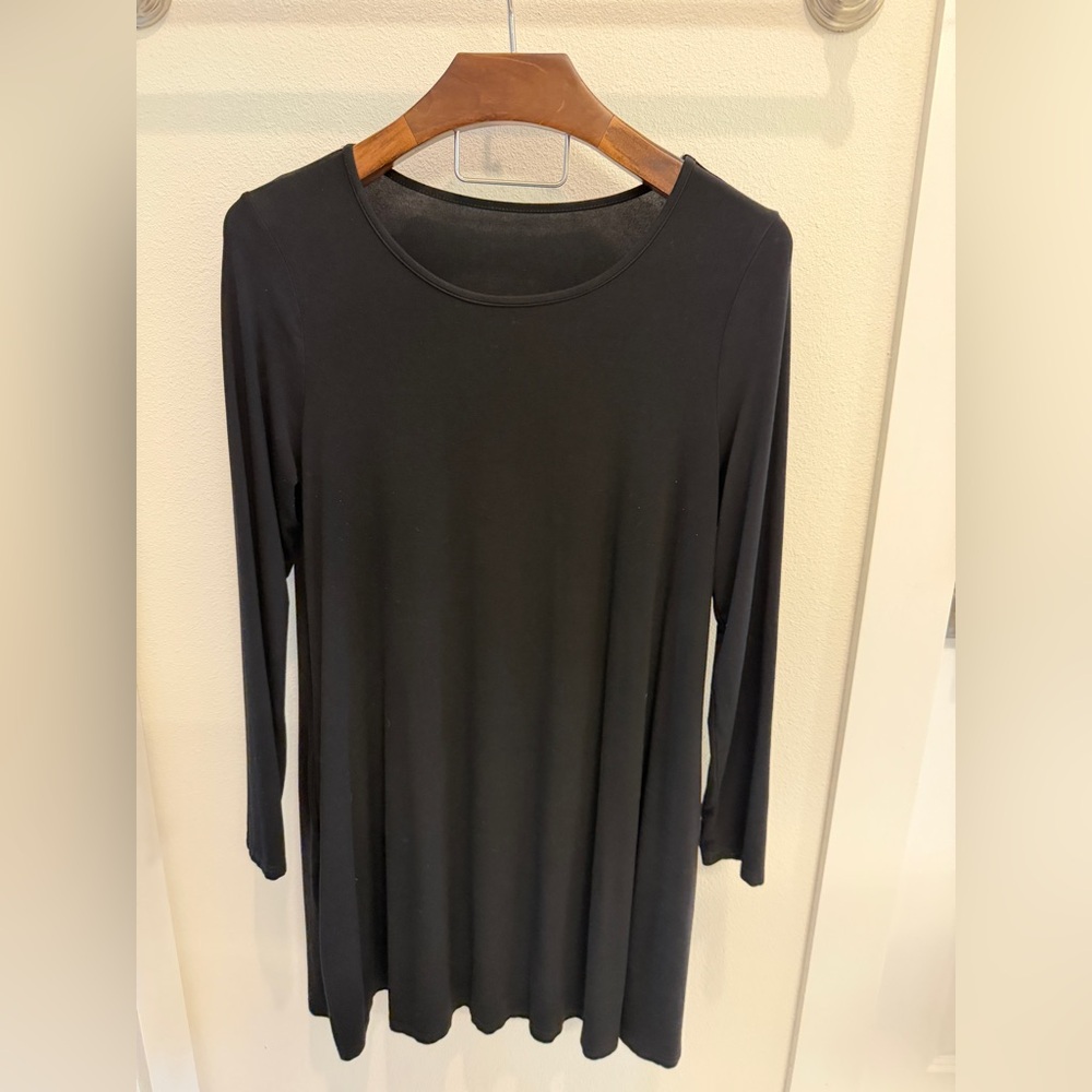 Black A-Line Dress with Pockets - Classic Minimal Style - - Picture 2 of 8